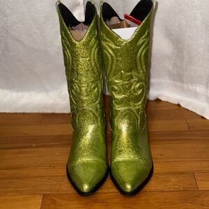 Cute Metallic Green Cowboy Boots